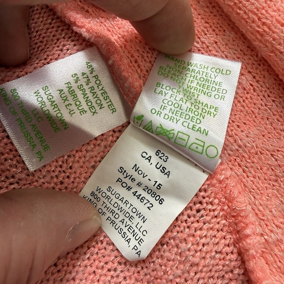 Lilly Pulitzer Martha Draped Cardigan L Coral Pink Open Front Shawl Collar - Picture 6 of 7